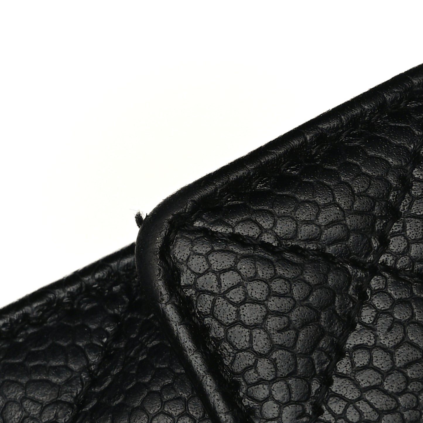 Caviar Quilted Flap Card Holder Black