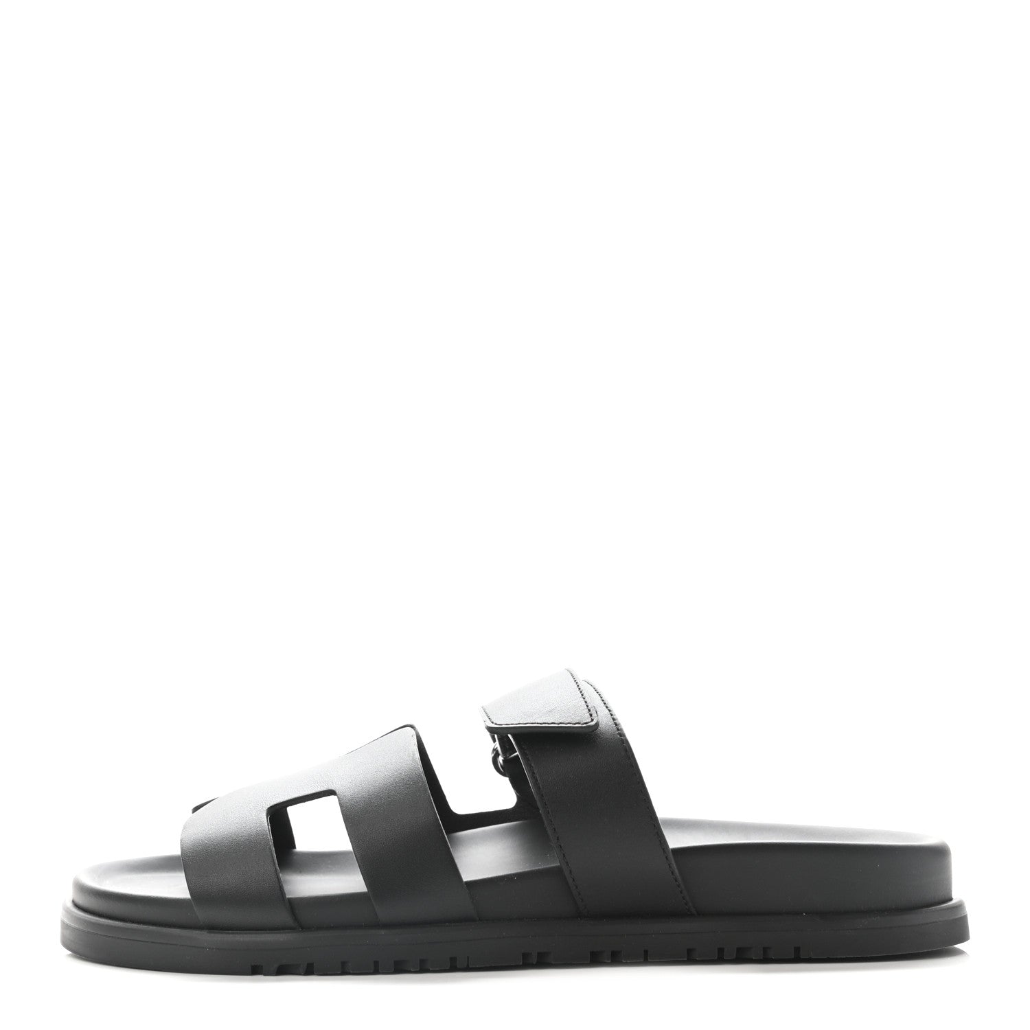 Hermes Calfskin Womens Chypre Sandals 39.5 Black 1 of 9