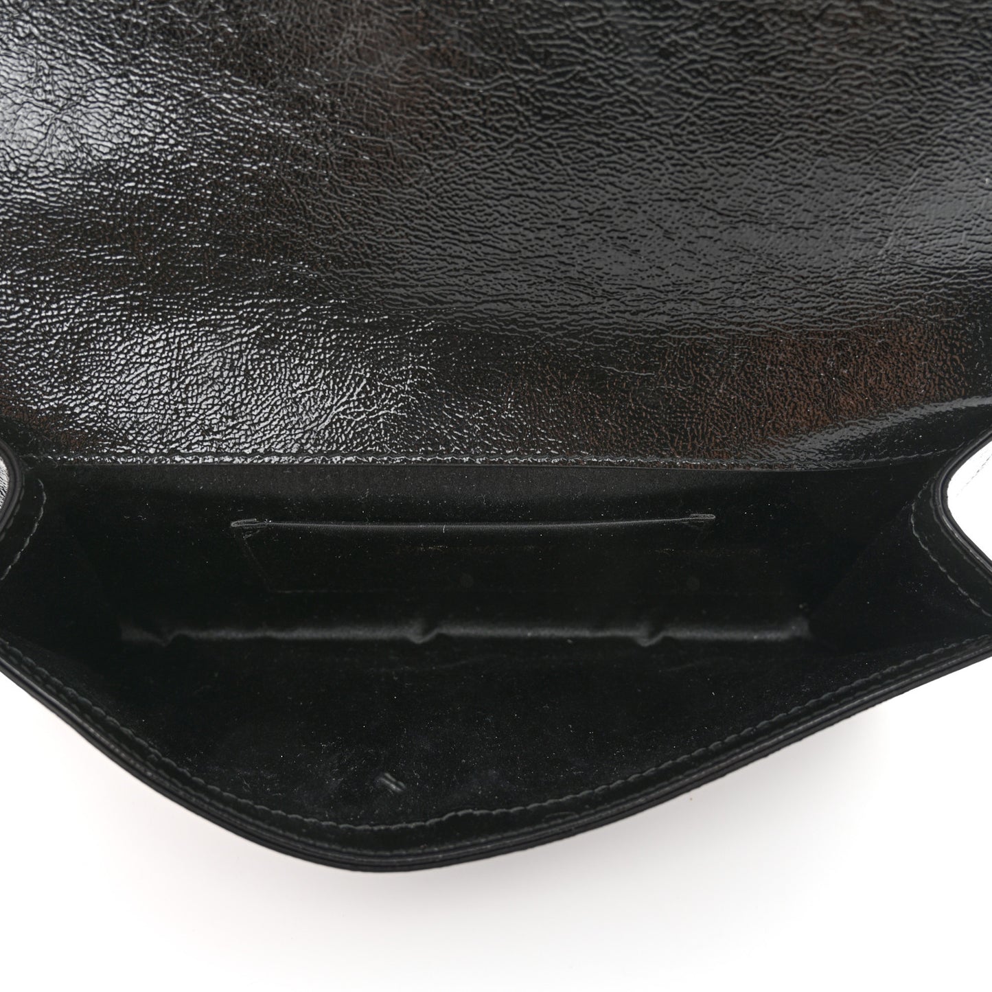 Textured Patent Monogram Belle De Jour Clutch Black