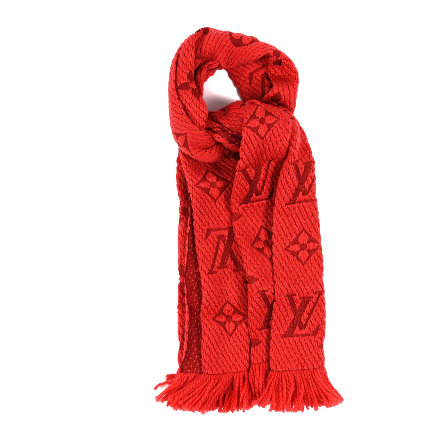 Louis Vuitton Wool Silk Logomania Scarf Rubis 1 of 3