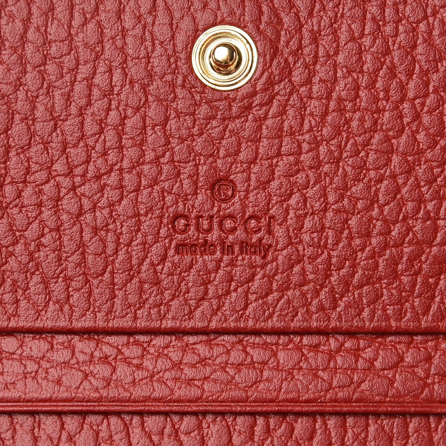 Pebbled Calfskin GG Marmont Card Case Hibiscus Red
