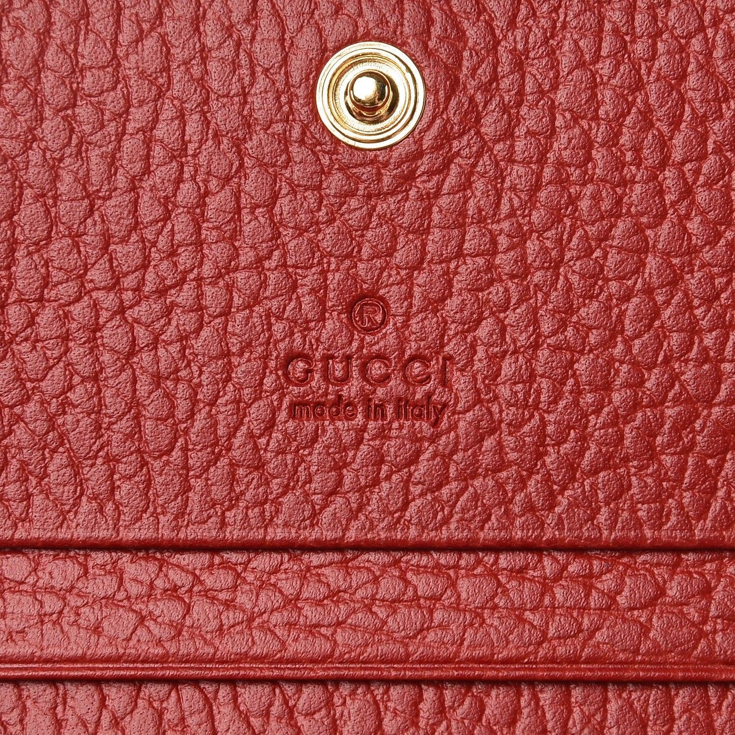 Gucci Pebbled Calfskin GG Marmont Card Case Hibiscus Red 6 of 8