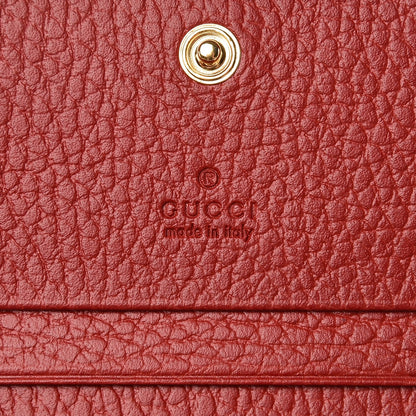 Gucci Pebbled Calfskin GG Marmont Card Case Hibiscus Red 6 of 8