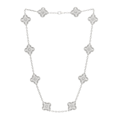 Van Cleef & Arpels 18K White Gold Diamond 10 Motifs Vintage Alhambra Necklace 2 of 3