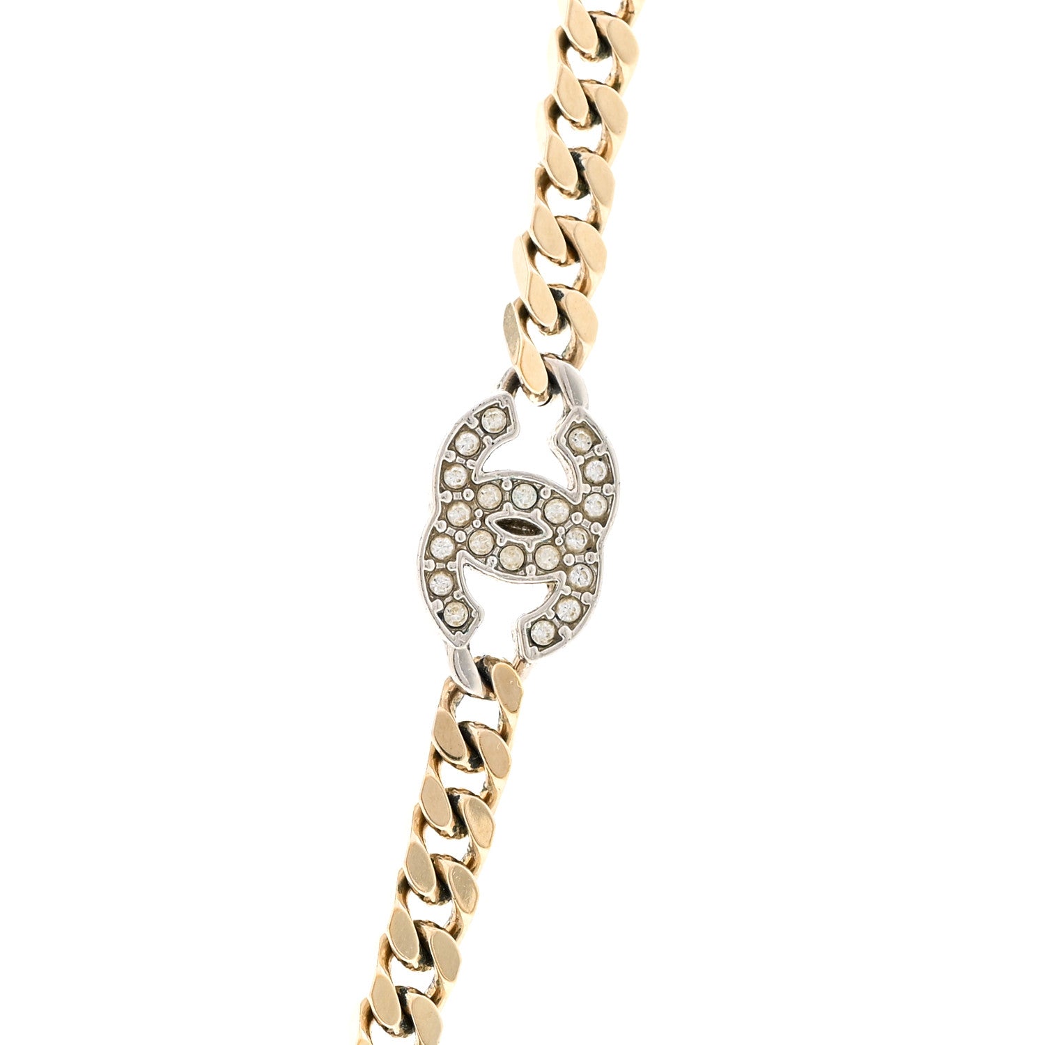 Chanel Crystal Chain CC Link Choker Gold Silver 5 of 5