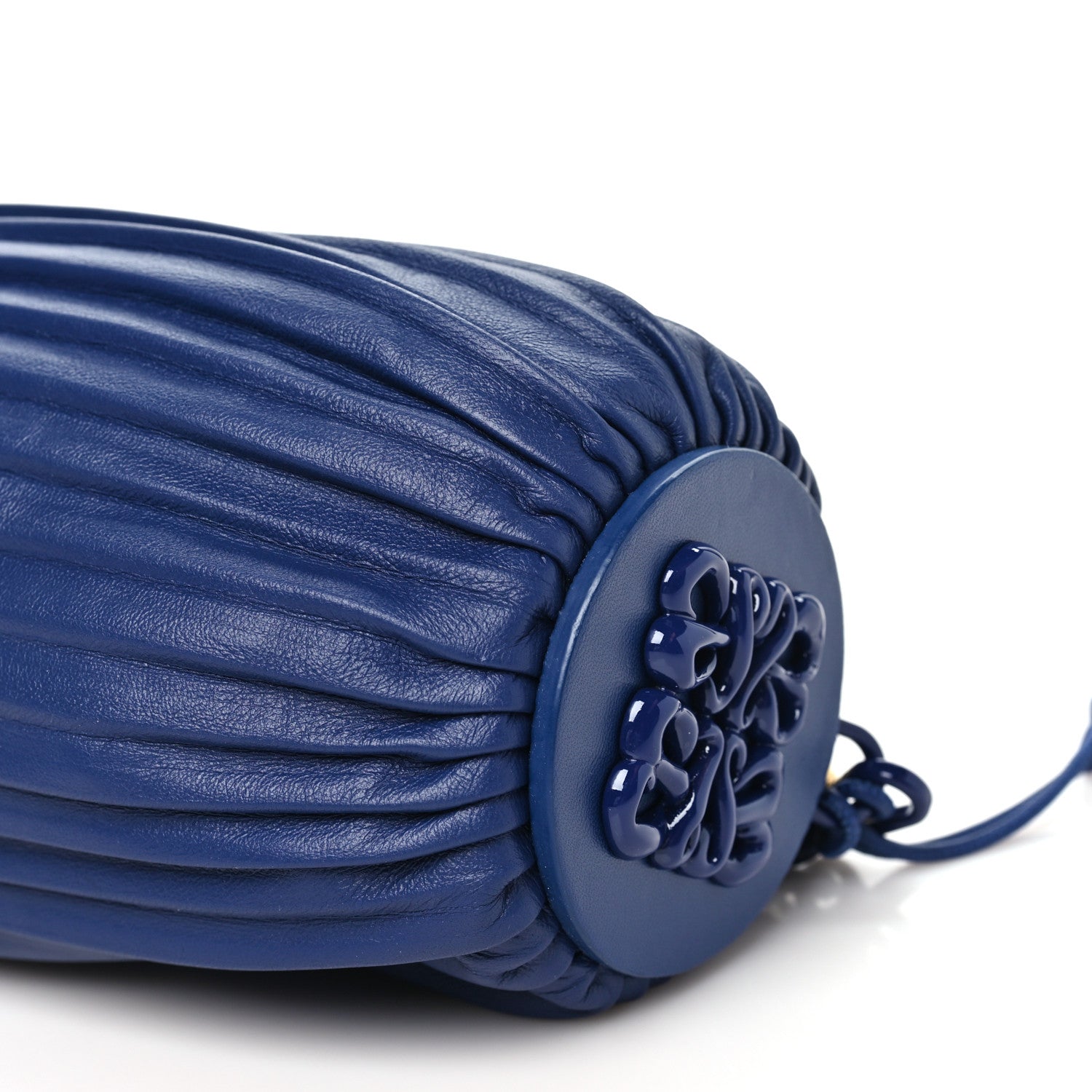 Loewe Lambskin Pleated Bracelet Pouch Chain Shoulder Bag Blue 9 of 9