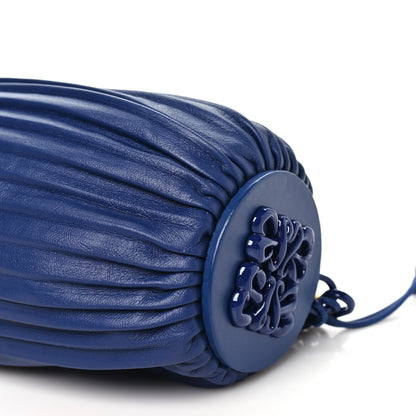 Loewe Lambskin Pleated Bracelet Pouch Chain Shoulder Bag Blue 9 of 9