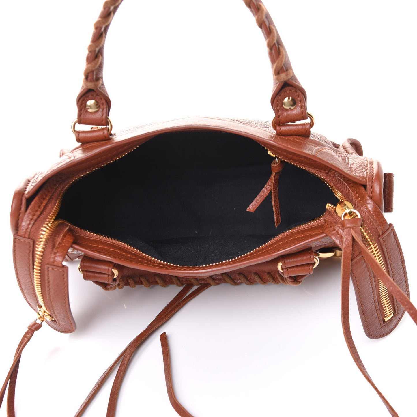 Agneau Classic Gold Hardware Mini City Marron Cognac