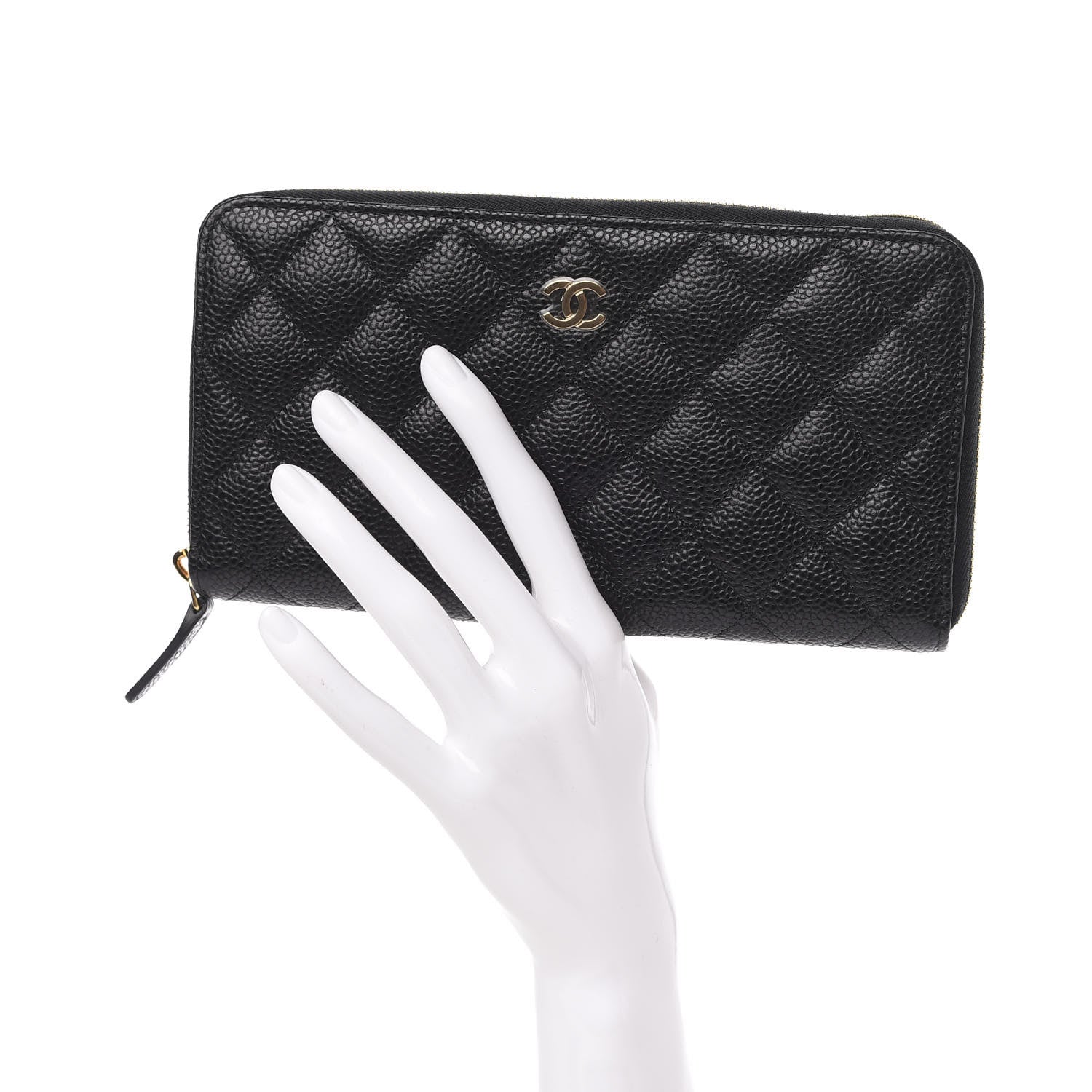 Chanel Caviar Quilted Large Gusset Zip Around Wallet Black 2 of 9