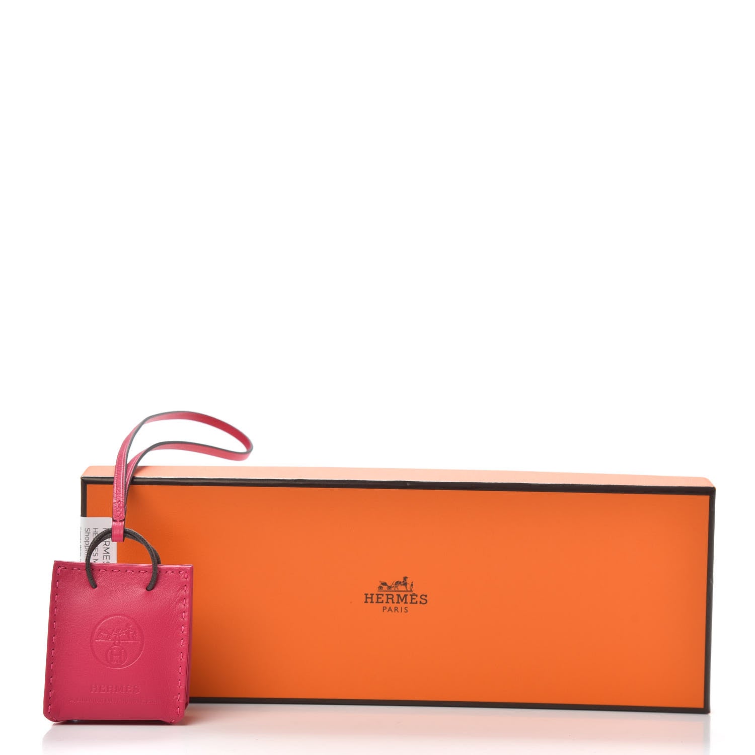 Hermes Milo Lambskin Swift Shopping Bag Charm Rose Mexico 3 of 3