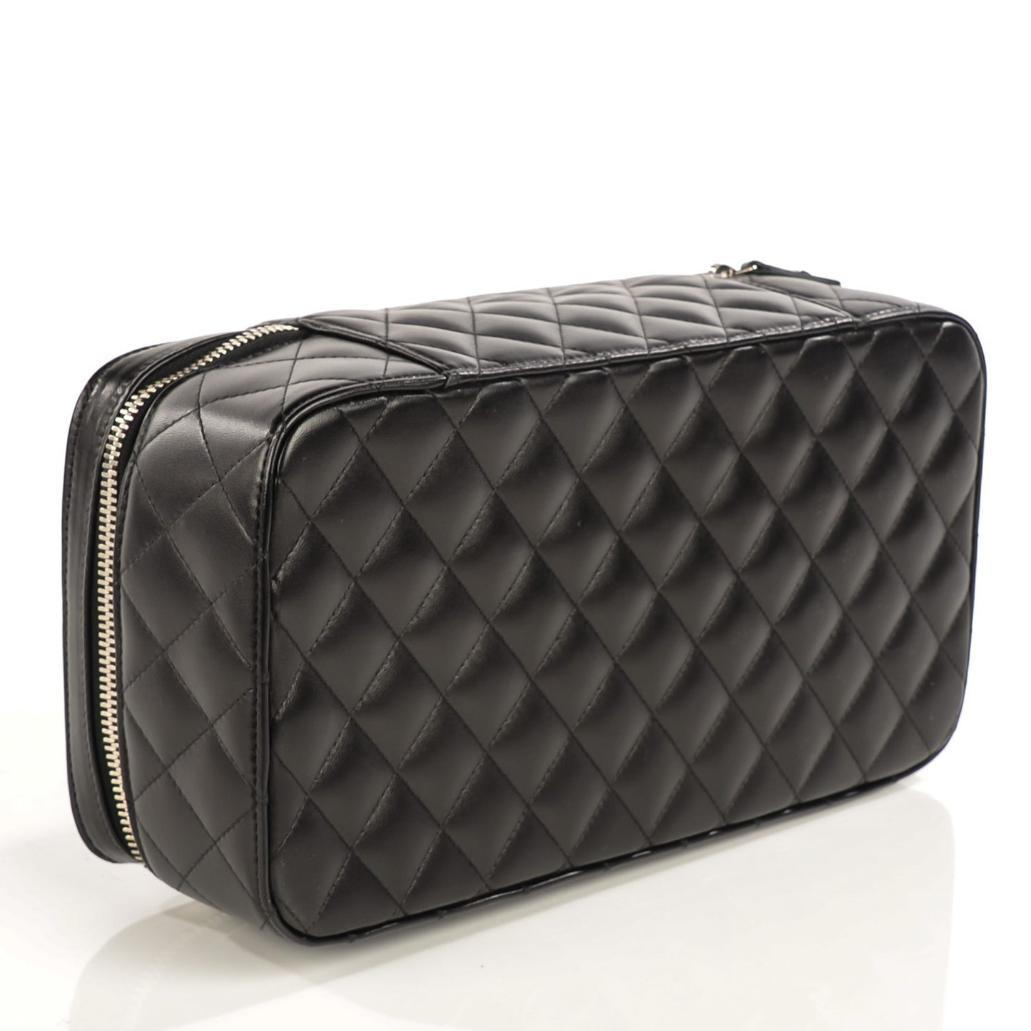 Lambskin Quilted Large Jewelry Case Black