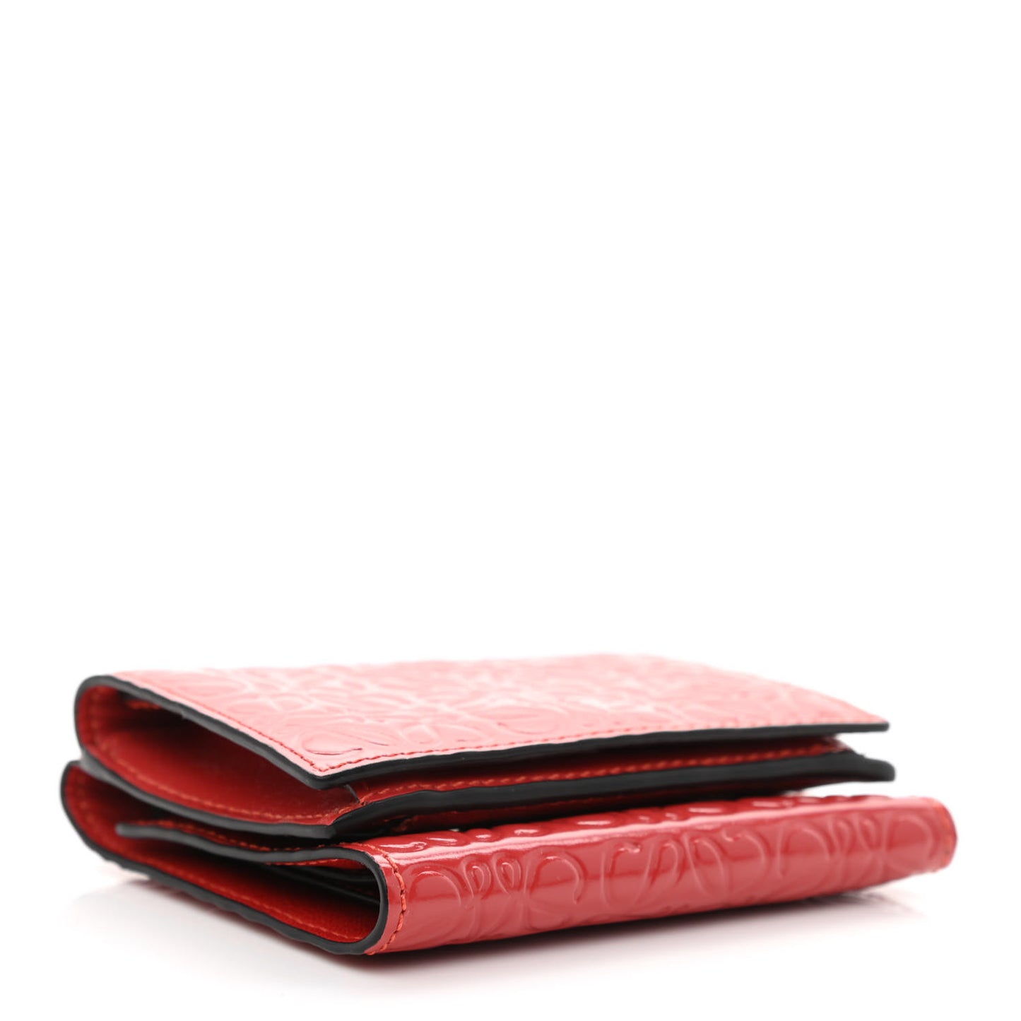 Calfskin Embossed Trifold Wallet Red