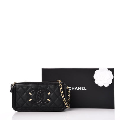 Chanel Caviar Quilted CC Filigree Clutch With Chain Black 10 of 10