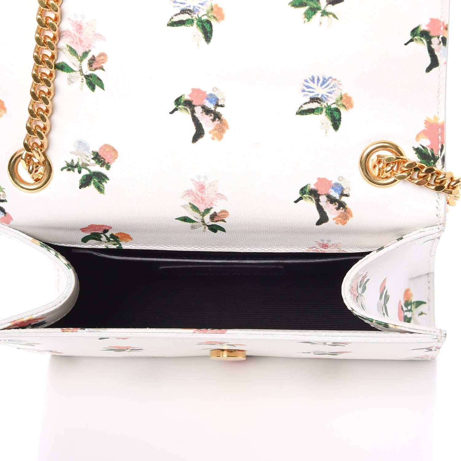 Saint Laurent Calfskin Prairie Flower Printed Small Classic Monogram Kate Satchel White 5 of 7