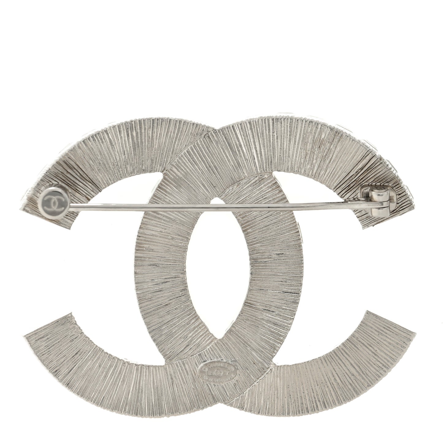 Baguette Crystal CC Brooch Silver
