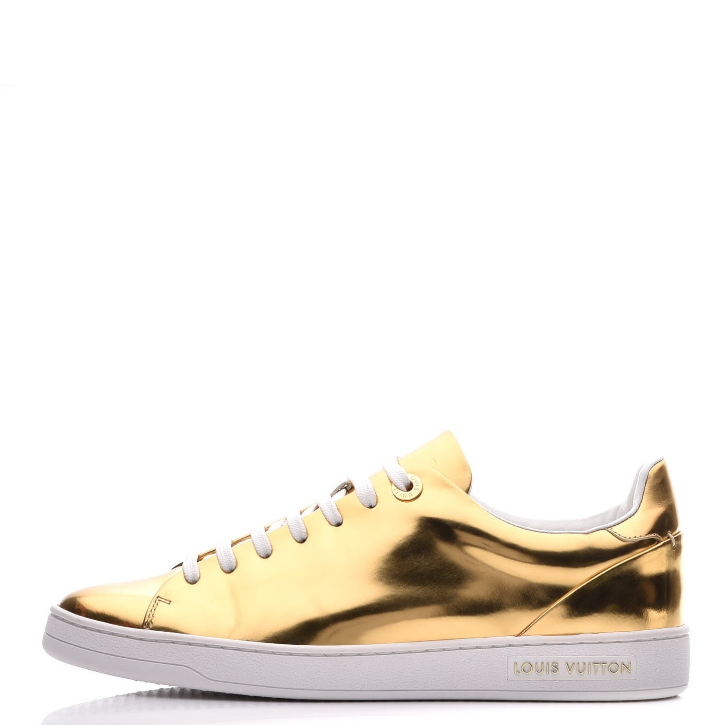 Metallic Calfskin Frontrow Sneakers 37.5 Gold