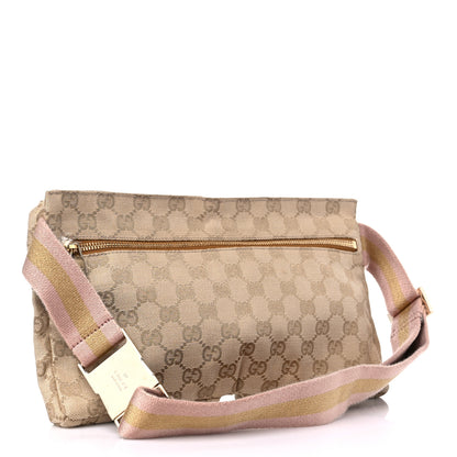 Gucci GG Monogram Web Double Pocket Belt Bag Gold Pink 3 of 14