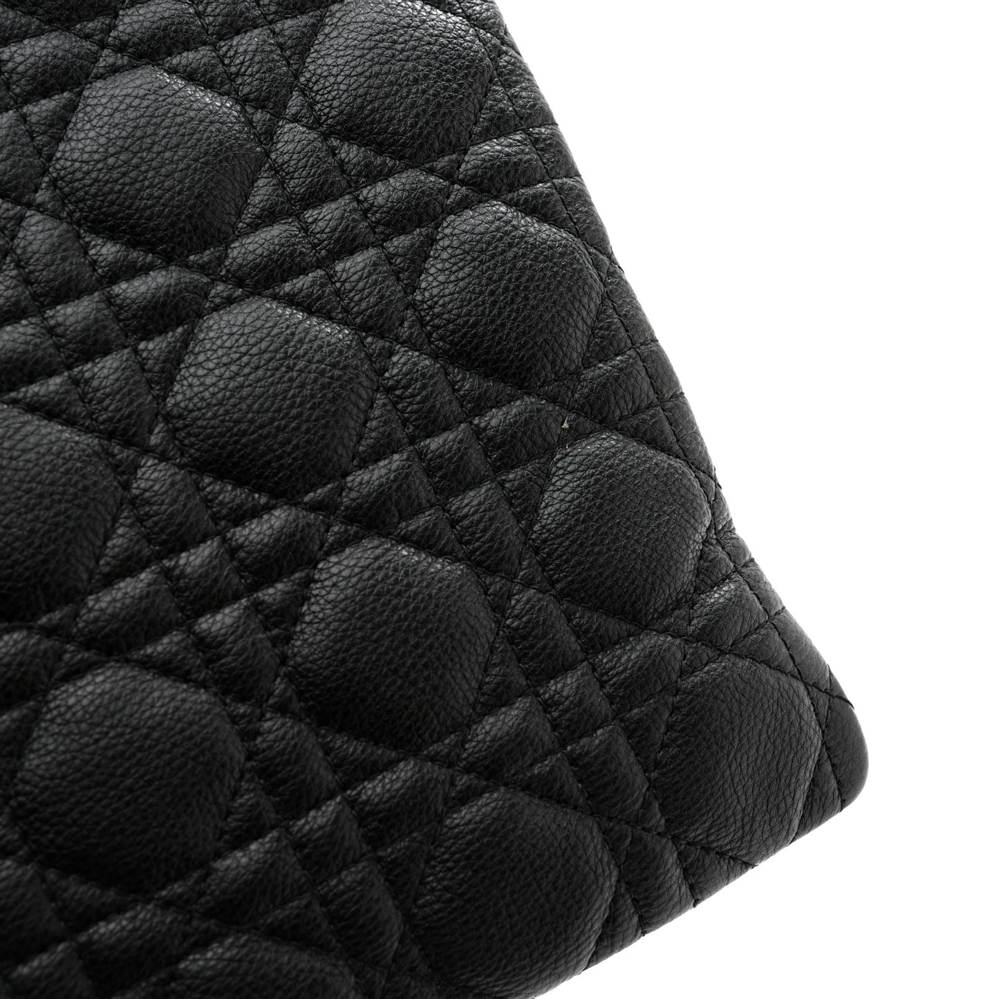 Supple Calfskin Cannage Large Caro Daily Pouch Black