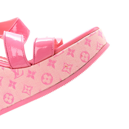 Louis Vuitton Patent Monogram Wedge Sandals 38 Pink 12 of 13