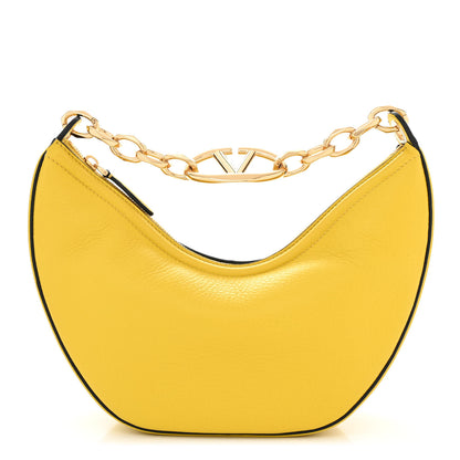 Valentino Garavani Grainy Calfskin Small Vlogo Moon Hobo Bag Cedar Yellow 1 of 9