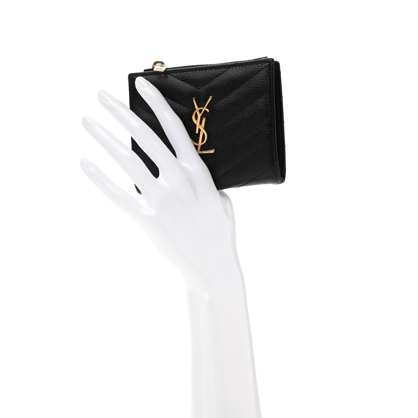 Grain De Poudre Matelasse Chevron Monogram Zipped Card Case Black