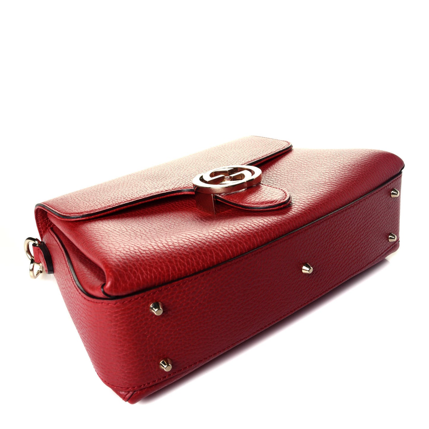 Dollar Calfskin Interlocking G Top Handle Shoulder Bag Red