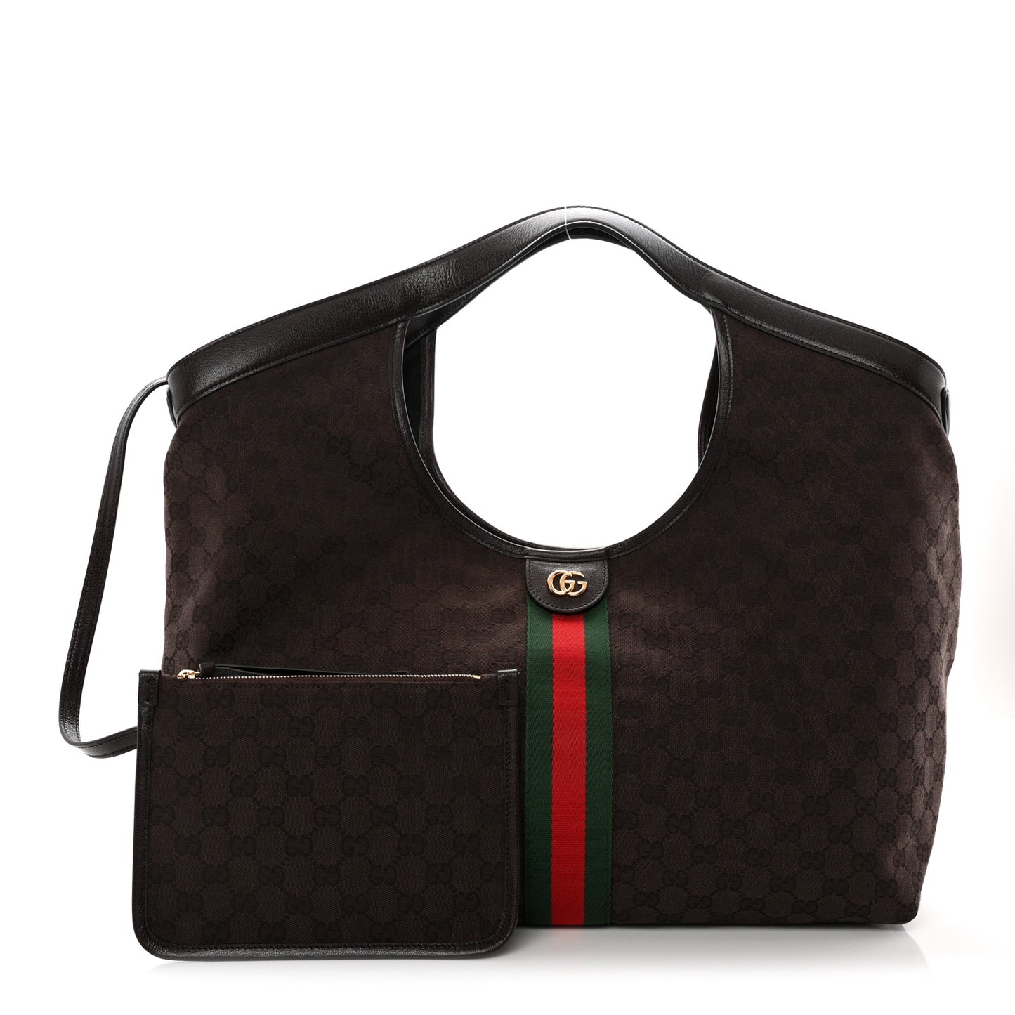 GG Monogram Web Large Giglio Tote Dark Brown