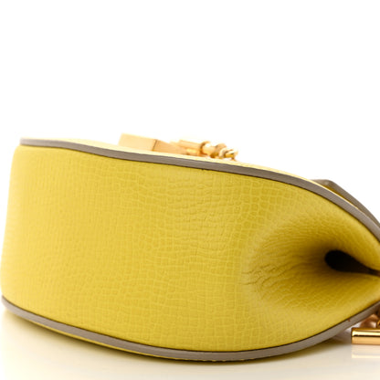Chloe Grained Calfskin Lambskin Mini Bi-Color Drew Shoulder Bag Yellow Beige 9 of 12