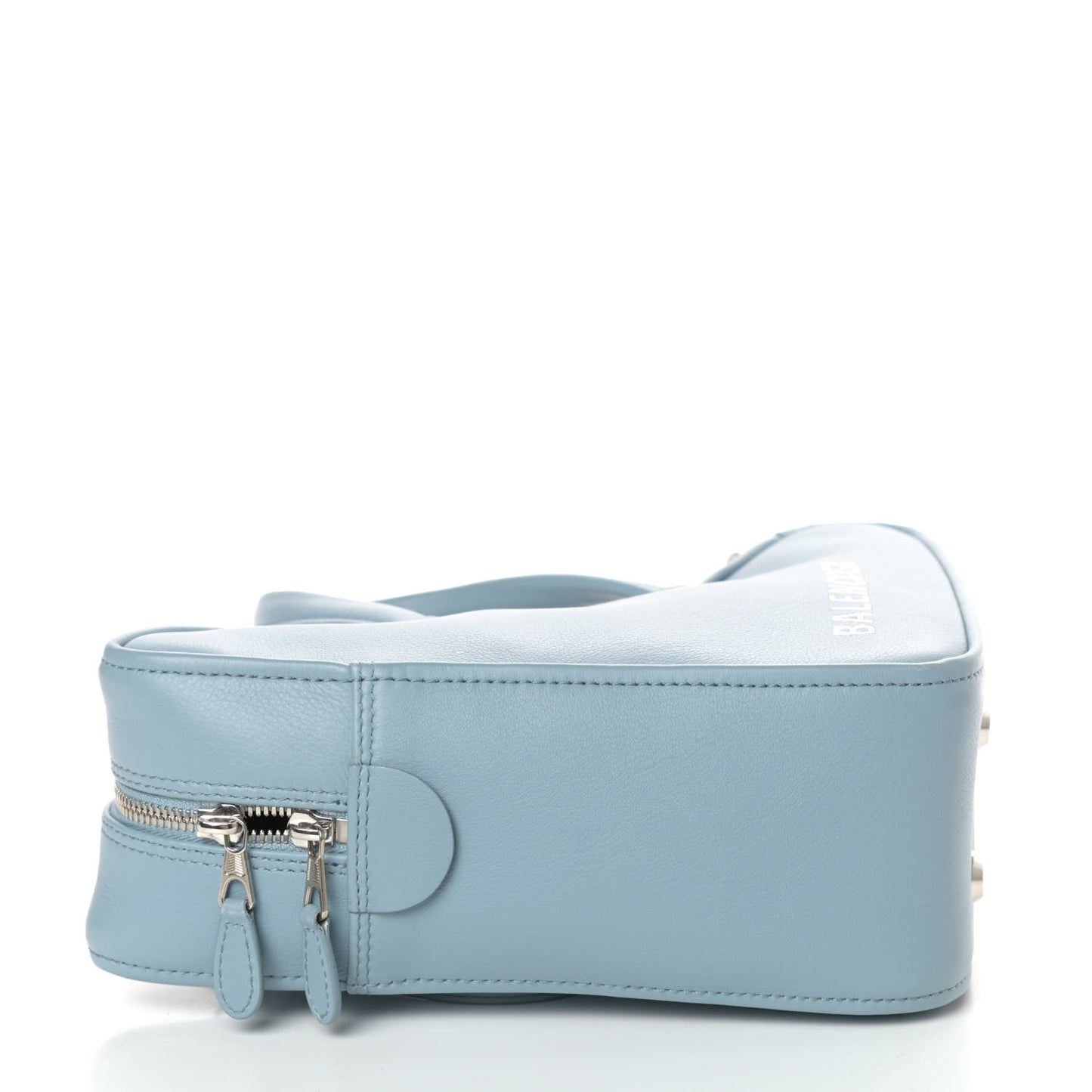 Shiny Day Calfskin Logo S Triangle Duffle Grey Blue White