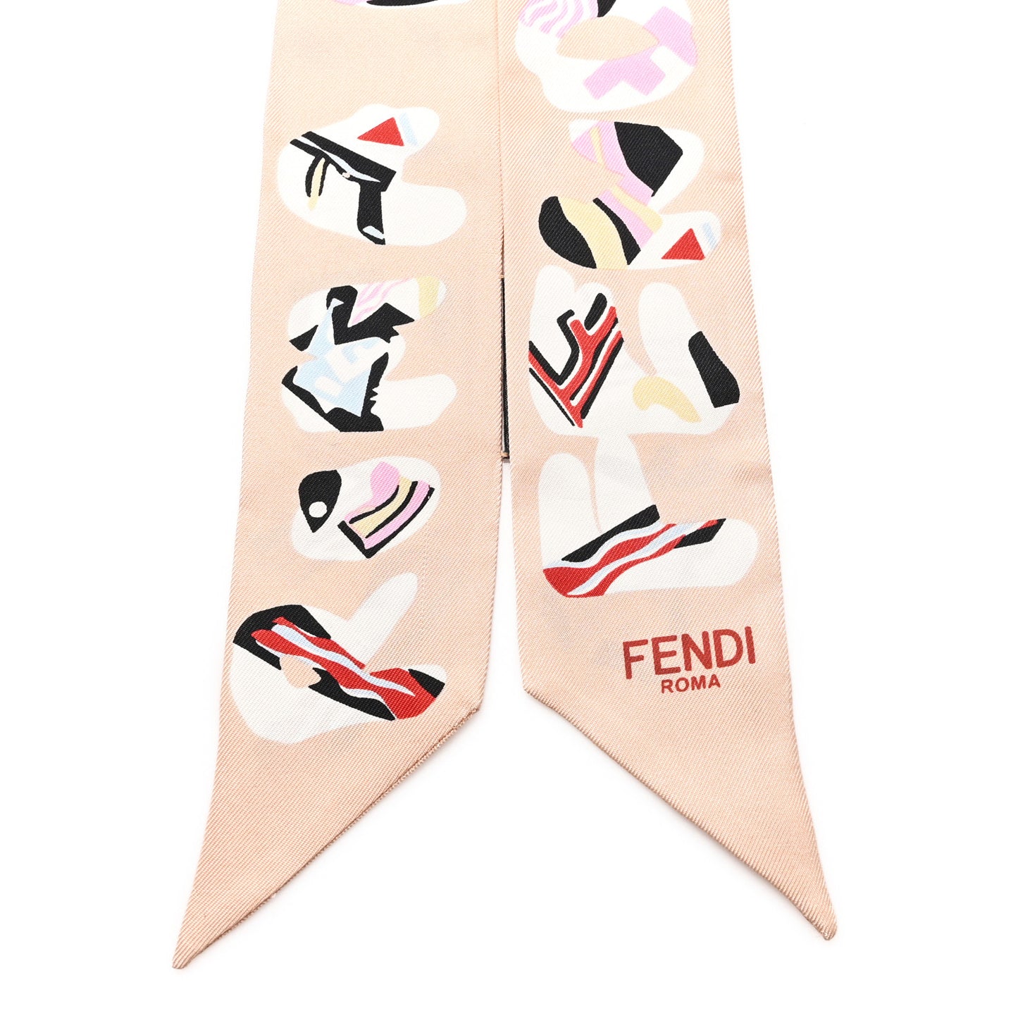 Silk Logo Print Wrappy Bandeau Beige Multicolor