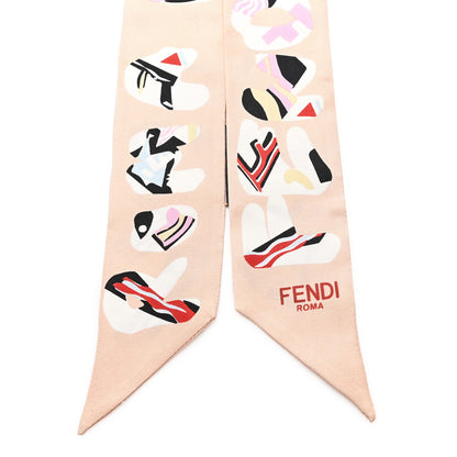Fendi Silk Logo Print Wrappy Bandeau Beige Multicolor 2 of 3