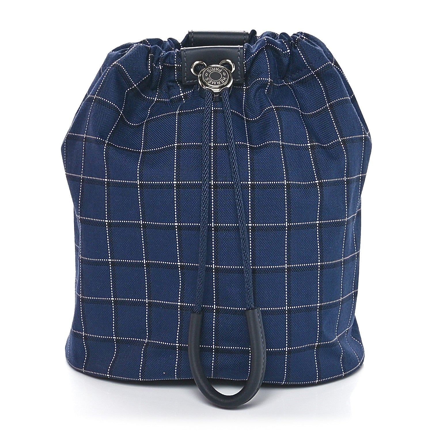 Hermes Tattersall Canvas Swift Trek-H Pouch Bleu Nuit White Black Caban 1 of 10