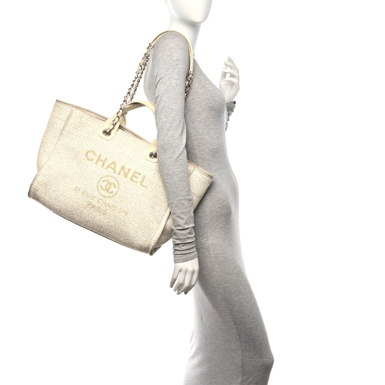Chanel Lurex Boucle Medium Deauville Tote White 2 of 15