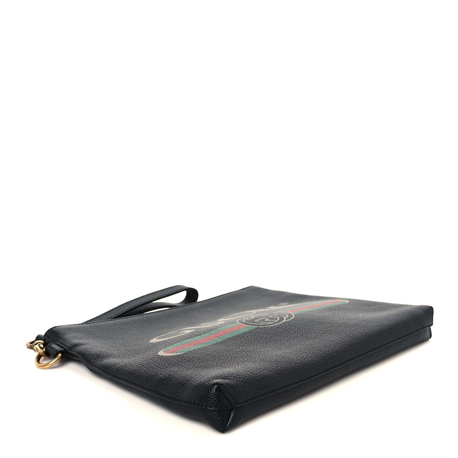 Gucci Pebbled Calfskin Logo Wristlet Black 4 of 10