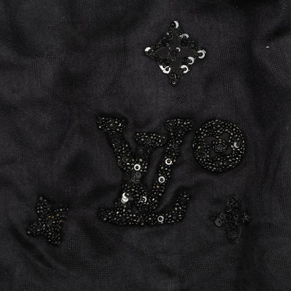 Louis Vuitton Cashmere Silk Sequin Scarf Black 3 of 5