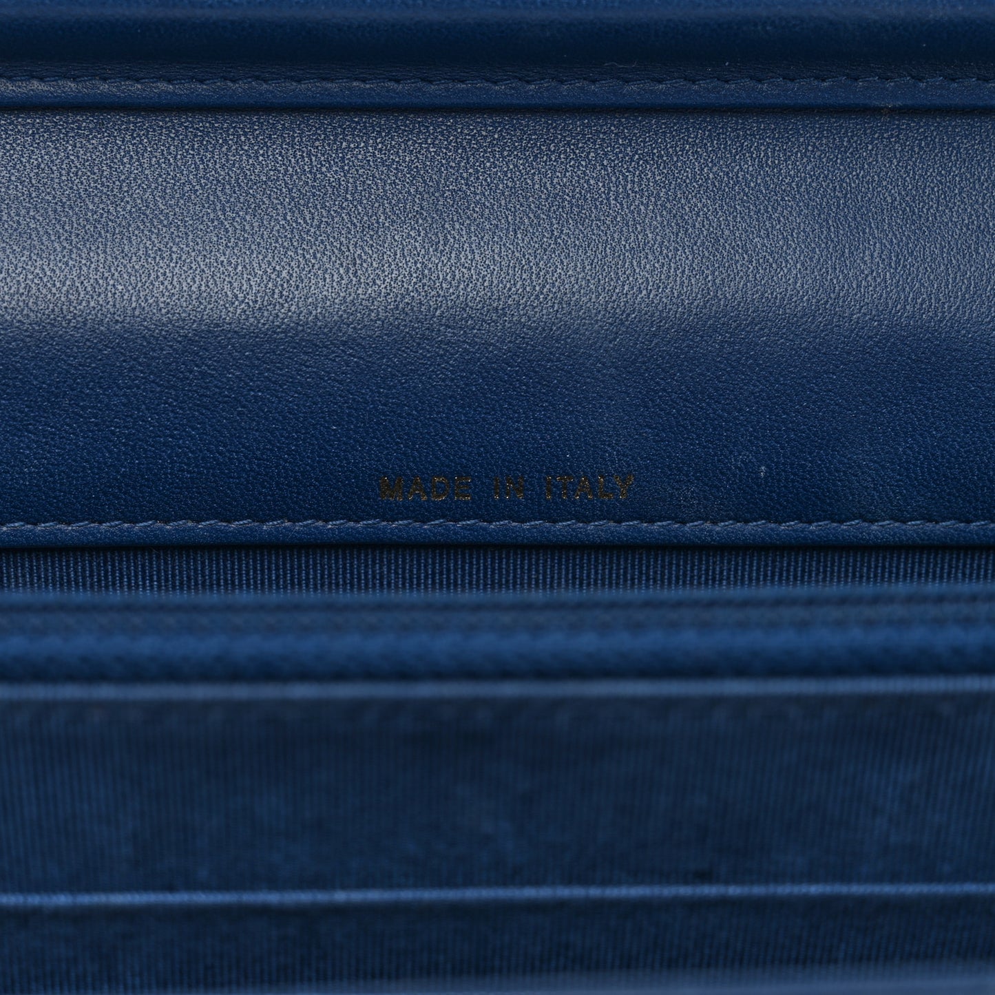 Lambskin Chevron Quilted Square Wallet On Chain WOC Blue