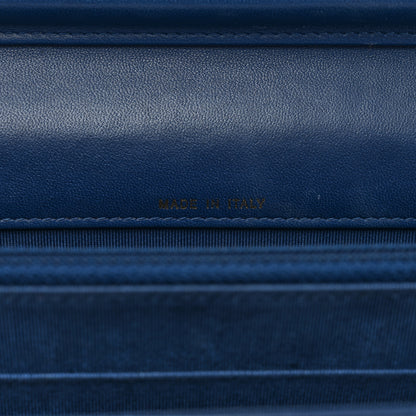 Chanel Lambskin Chevron Quilted Square Wallet On Chain WOC Blue 7 of 11