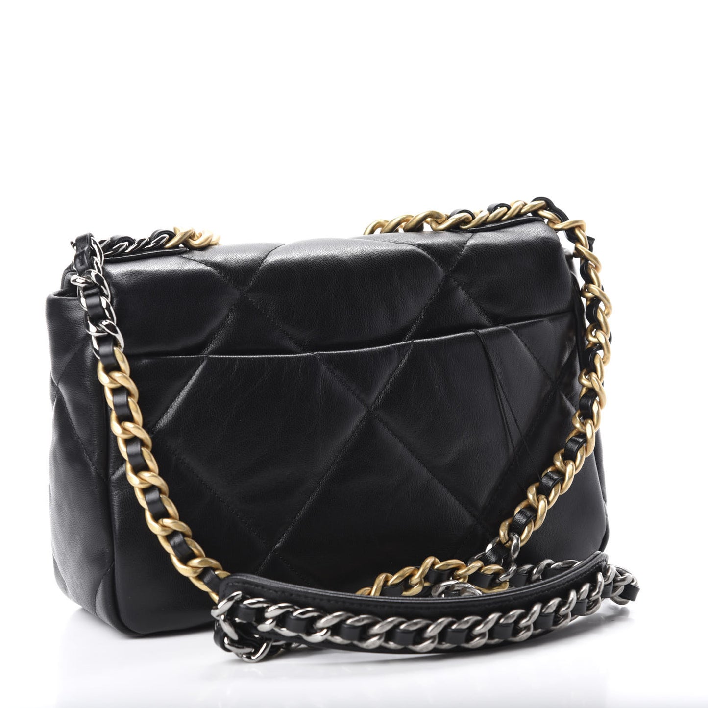 Goatskin Quilted Medium 19 Flap Black