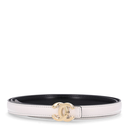 Chanel Calfskin CC Reversible Thin Belt 85 White Black 1 of 9