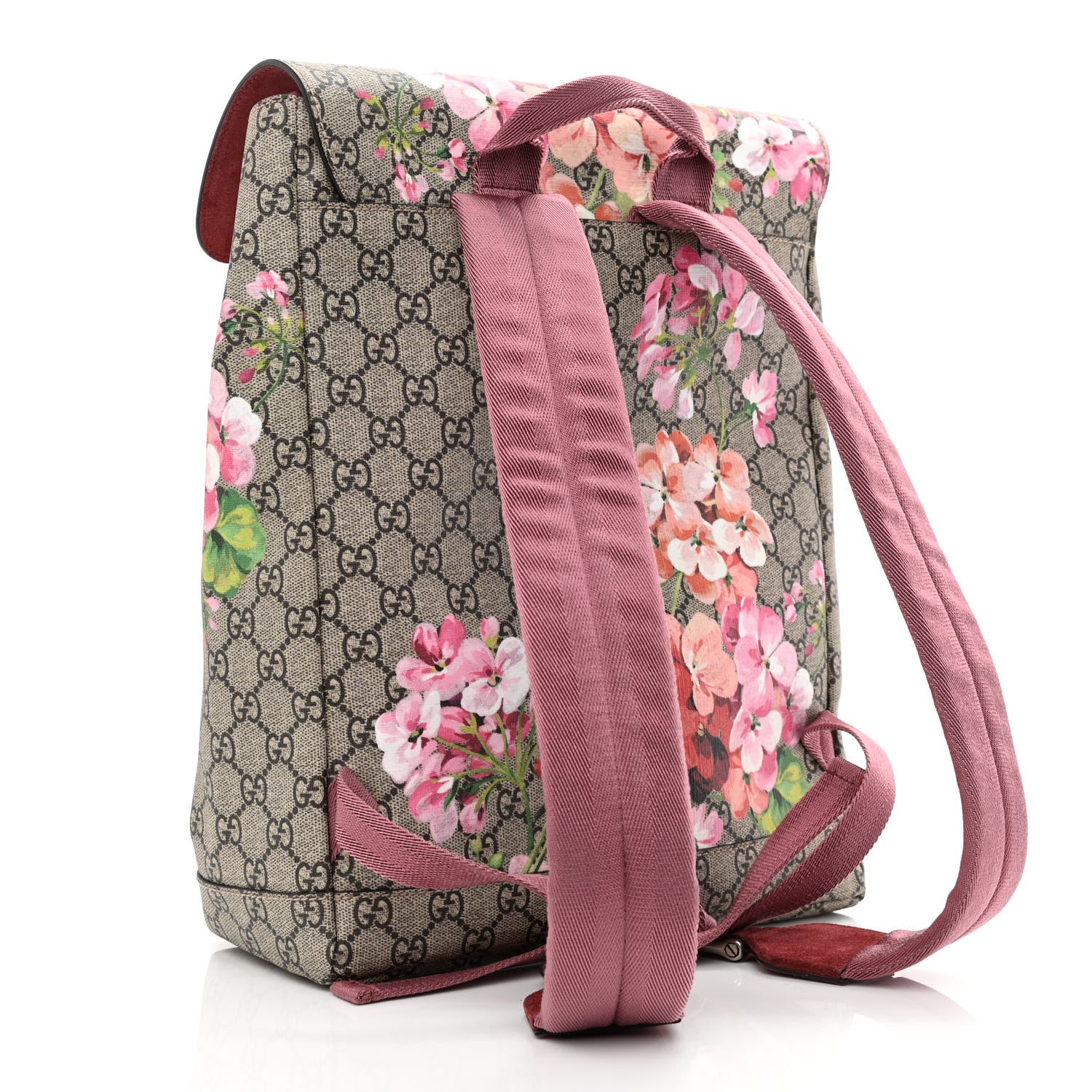 Gucci GG Supreme Monogram Blooms Medium Single Buckle Backpack Beige Multicolor Dry Rose 3 of 10