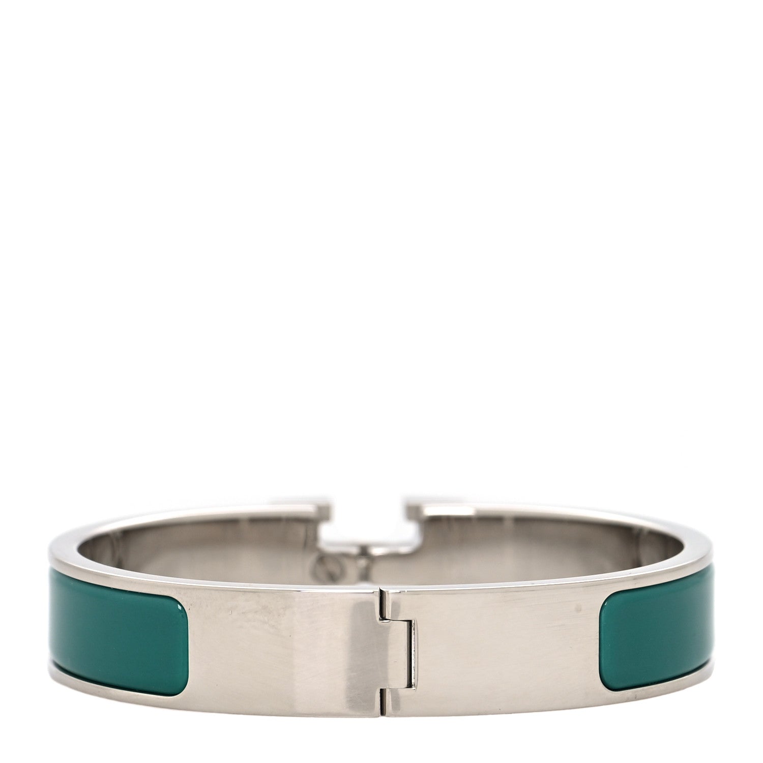 Hermes Narrow Enamel Clic Clac H Bracelet PM Vert Bleuete 3 of 5