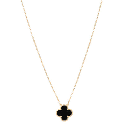 Van Cleef & Arpels 18K Yellow Gold Black Onyx Vintage Alhambra Pendant Necklace 1 of 5