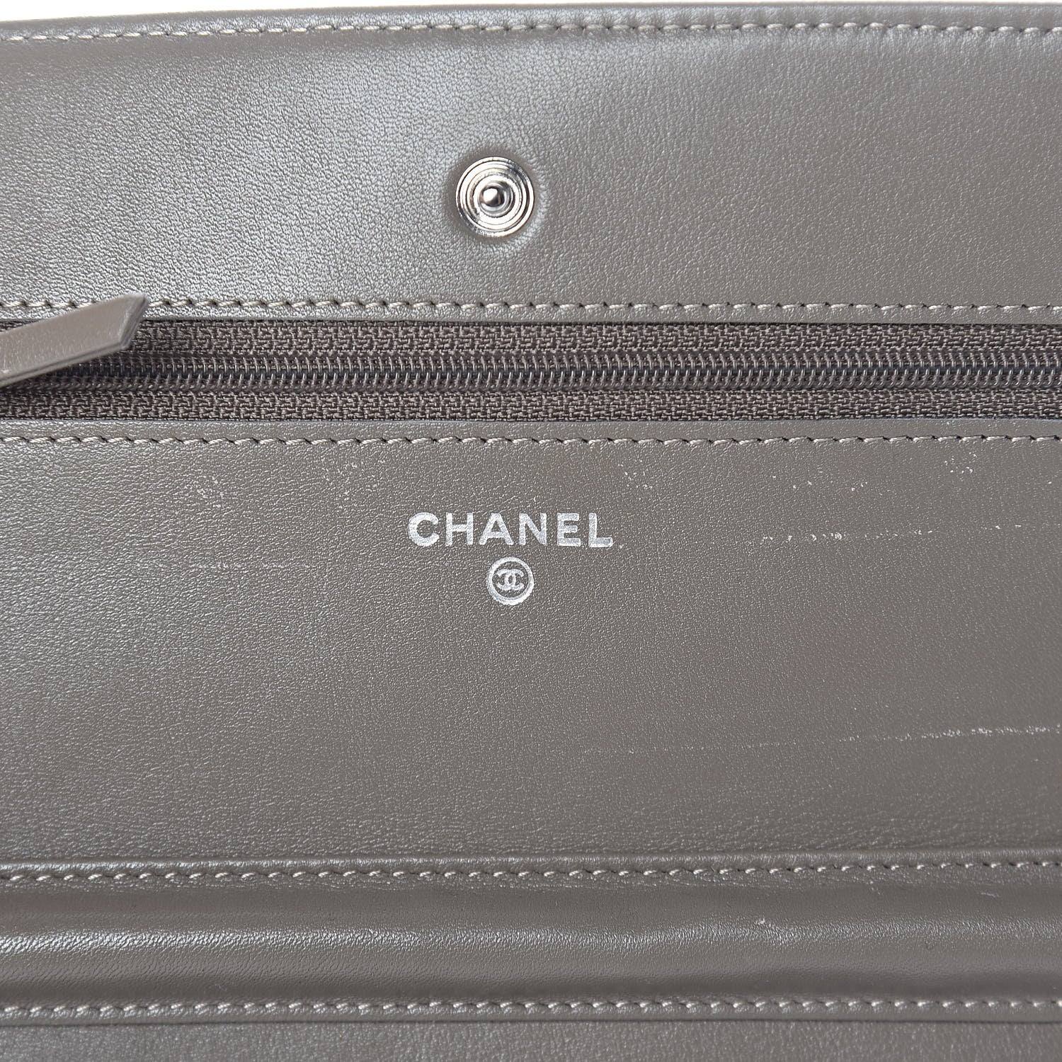 Chanel Patent Quilted Wallet On Chain WOC Grey 6 of 16
