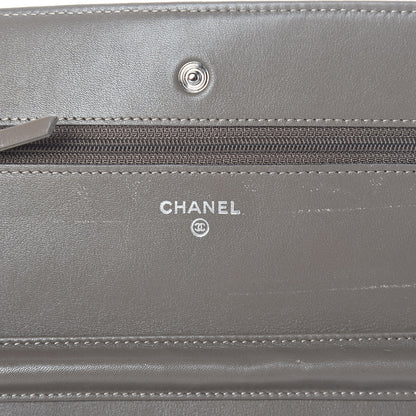 Chanel Patent Quilted Wallet On Chain WOC Grey 6 of 16