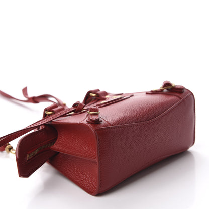 Balenciaga Grained Calfskin Neo Classic Gold Hardware Nano City Crossbody Medium Red 4 of 10