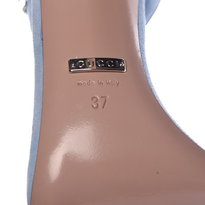 Gucci Kid Scamosciato Crystallo Mallory Slingback Sandal 37 Mineral Blue 6 of 8
