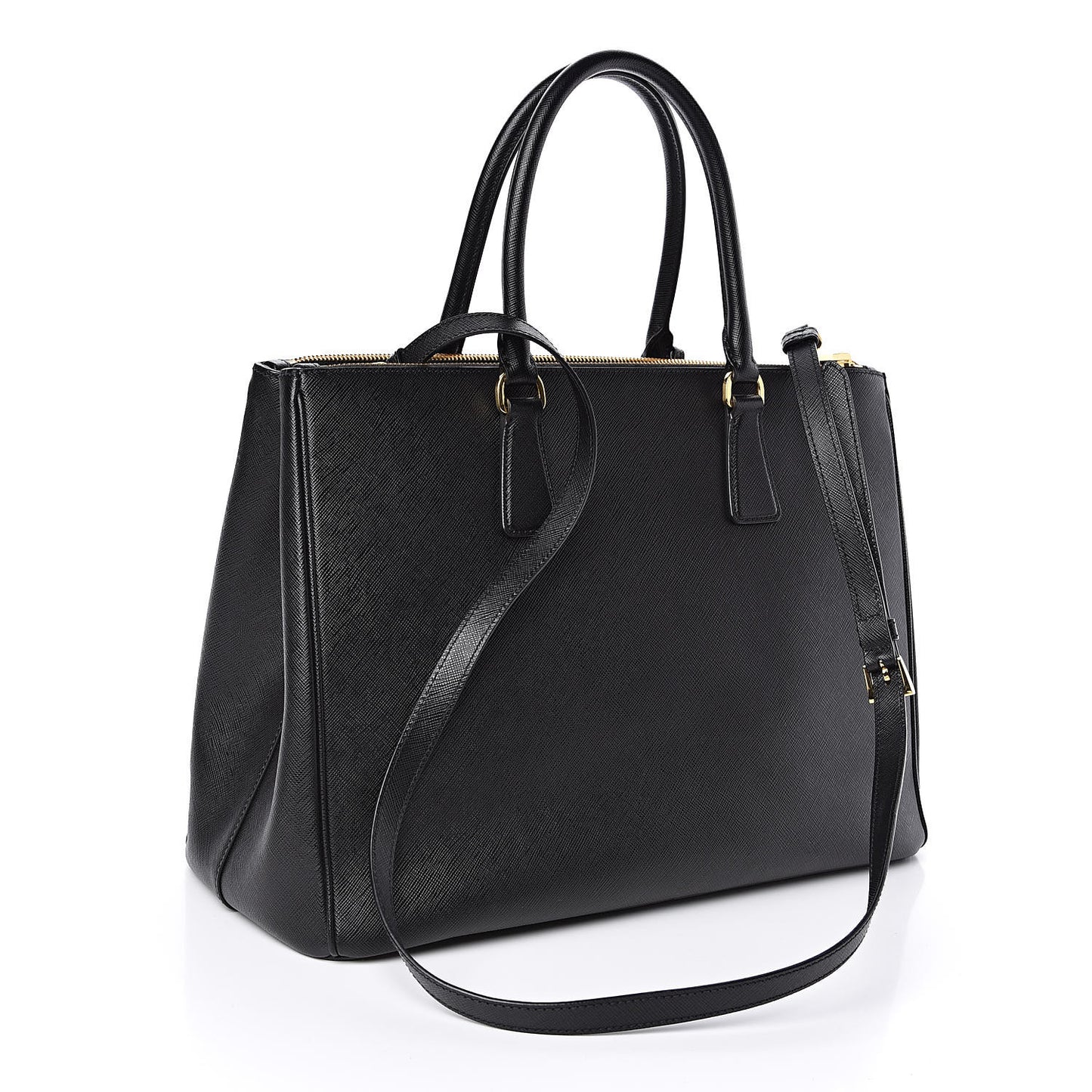 Saffiano Medium Galleria Double Zip Tote Black