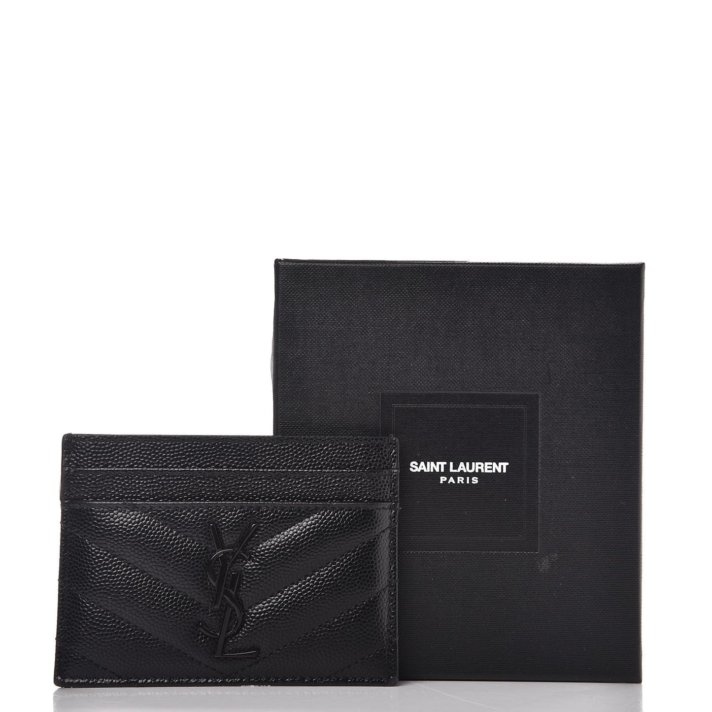 Grain De Poudre Matelasse Chevron Monogram Credit Card Case Black