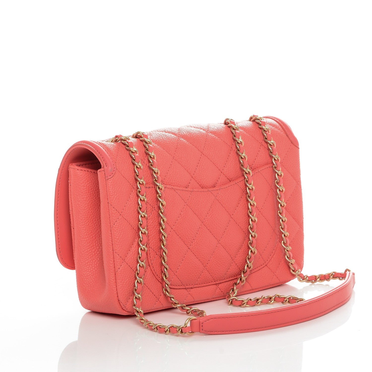 Chanel Caviar Quilted Small CC Filigree Flap Coral 3 of 7
