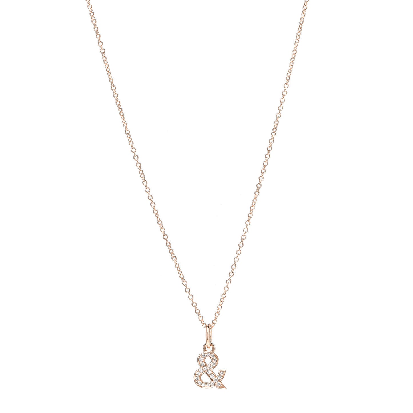 18K Rose Gold Diamond Small Ampersand Pendant Necklace